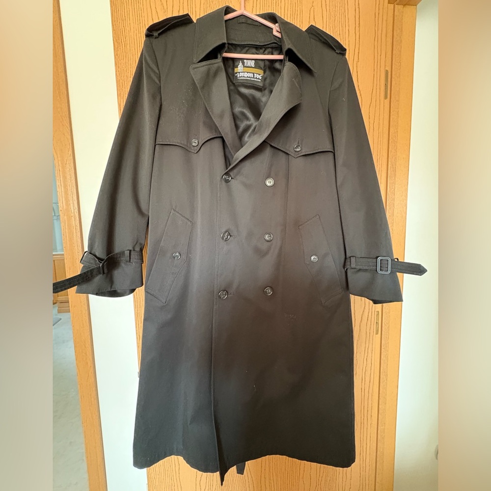 LONDON FOG TOWNE FRENCH Men's Trench Coat Size 44R Removable Liner/Collar